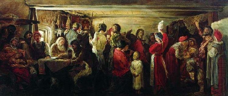 Peasant Wedding in the Tambov guberniya, Andrei Ryabushkin